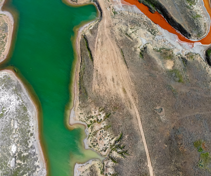 Drone capturing data over a field.