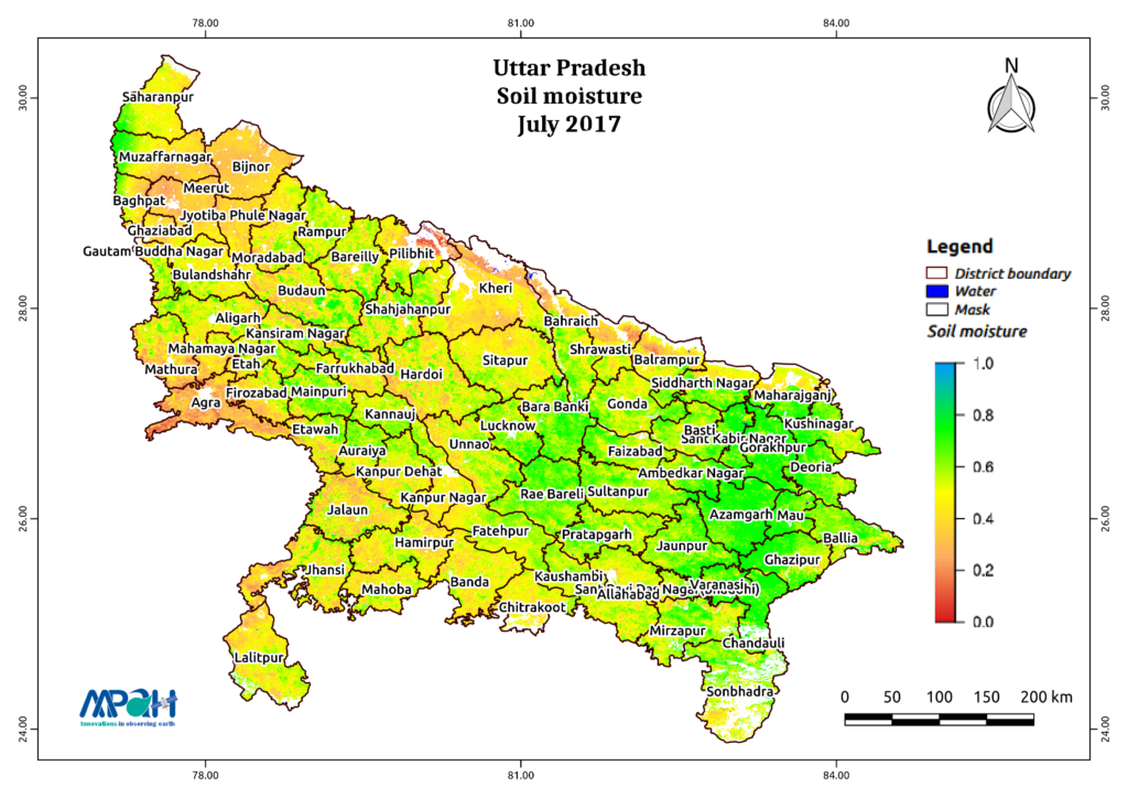 Soil moisture in Uttar Pradesh during July, 2017