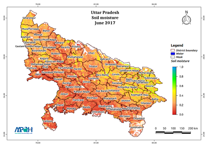 Soil moisture in Uttar Pradesh during June, 2017